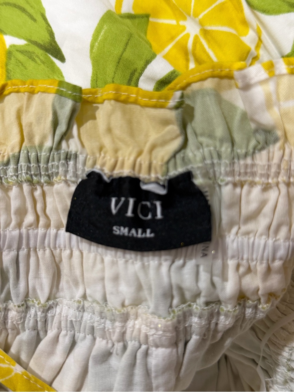 Vici Yellow Lemon Print Sundress with Green Leaf Accents - Picture 2 of 2